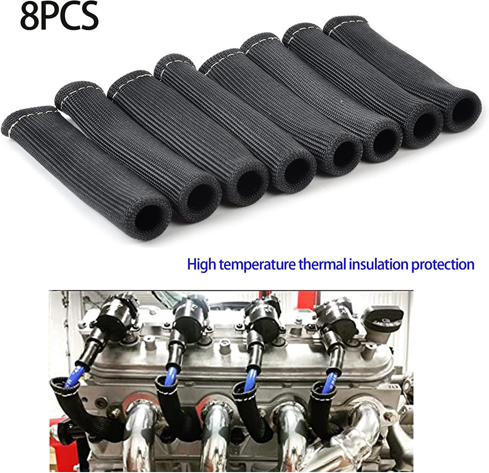 8PCS Spark Plug Wire Heat Shield, Blue