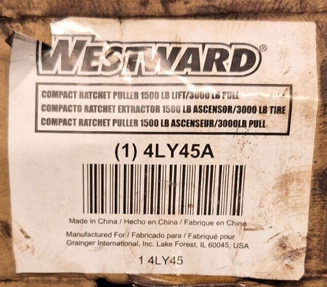 WESTWARD RATCHET CABLE PULLER 14LY45