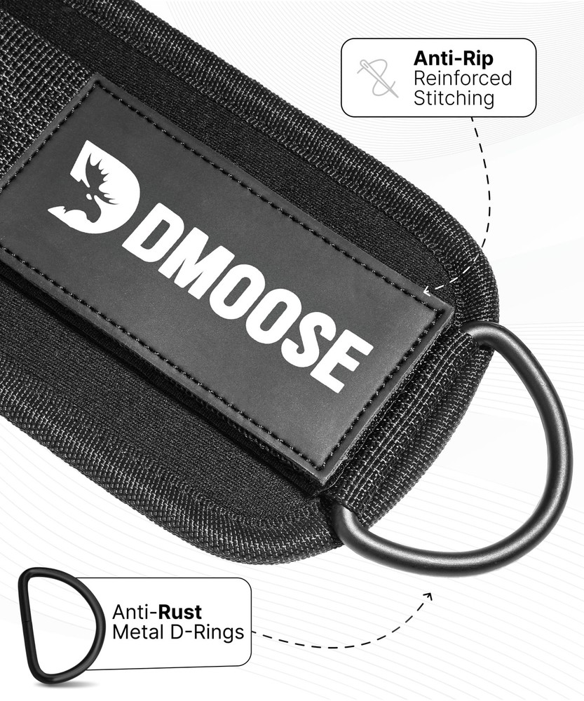DMoose Ankle Strap for Cable Machine Attachments - Gym Ankle Cuff for Kickbac...