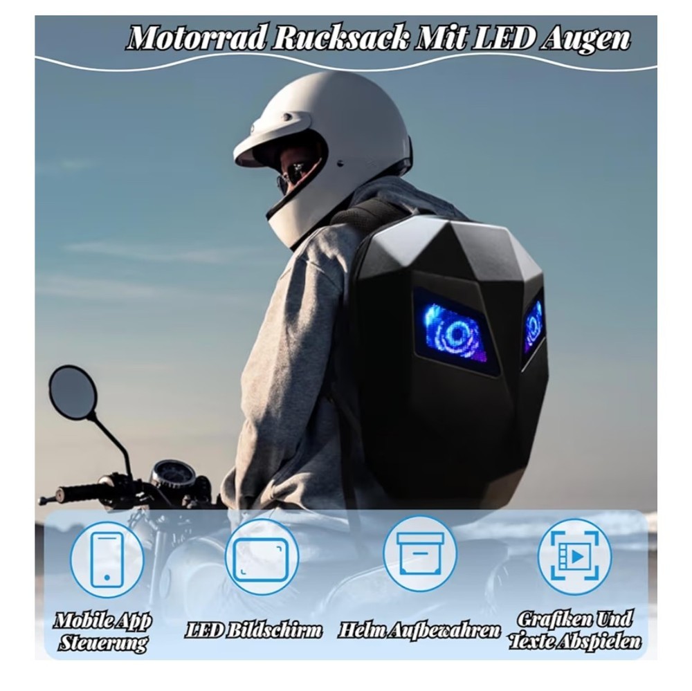 Motorcycle LED Knight Backpack Laptop Bag DIY programming Backpack 3D Waterproof