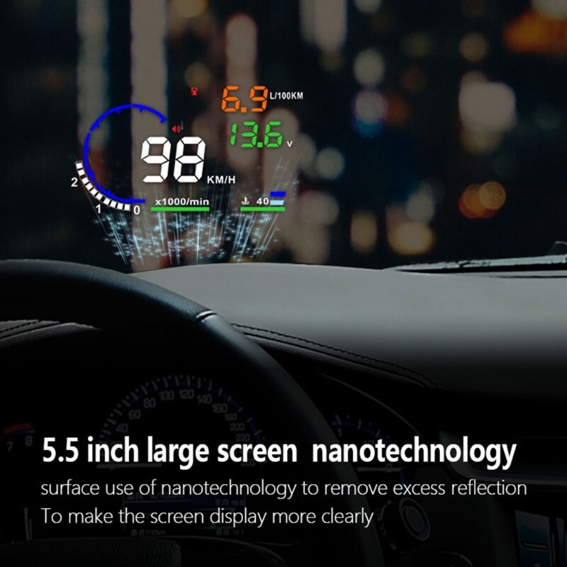 Head Up Display Digital Navigation Speedometer Overspeed Alarm Meter Projector