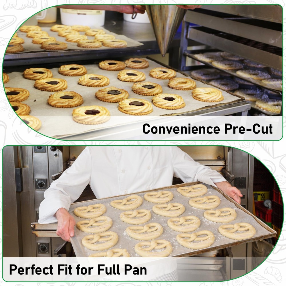 EcoDispose Non-Stick Parchment Sheets - Full Pan Size, 200-Count for Baking