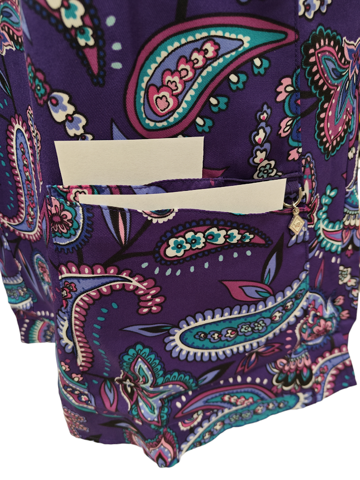 Vera Bradley Halo V6117 MAK Makani Paisley Blackberry V-Neck Print Scrub Top