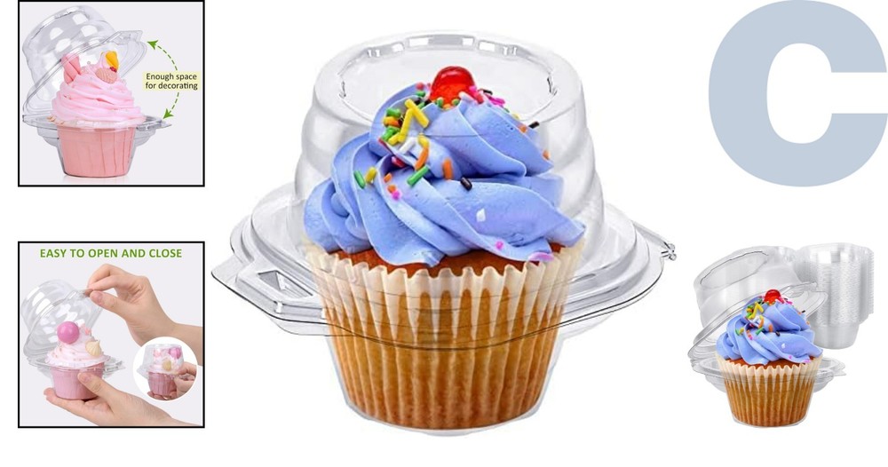 Elegant 50-Pack Cupcake Boxes - Durable Stackable Containers for Celebrations