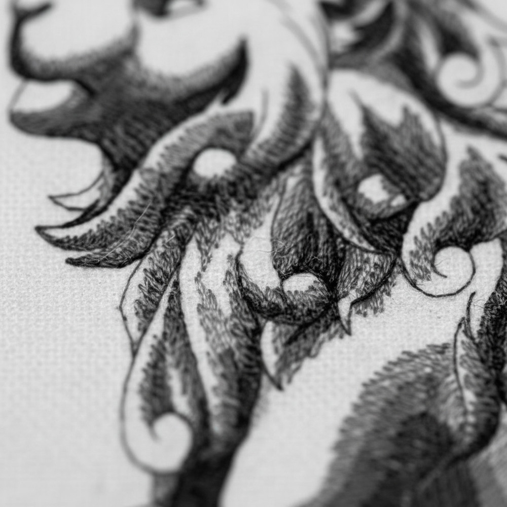 Stately Lion Patch | Black & White