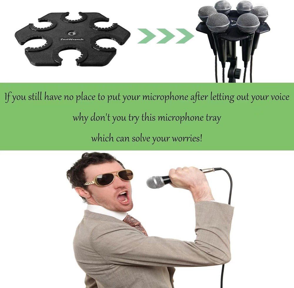 Microphone Holder Multi Mic Holder for Wired and Wireless Mics Multiple Micro...