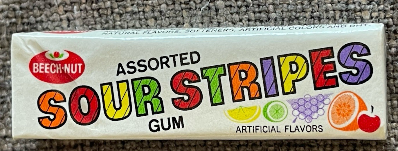Vintage 1960’s BEECH-NUT SOUR STRIPES GUM PACK  Sealed  NOS  Mint Condition!!