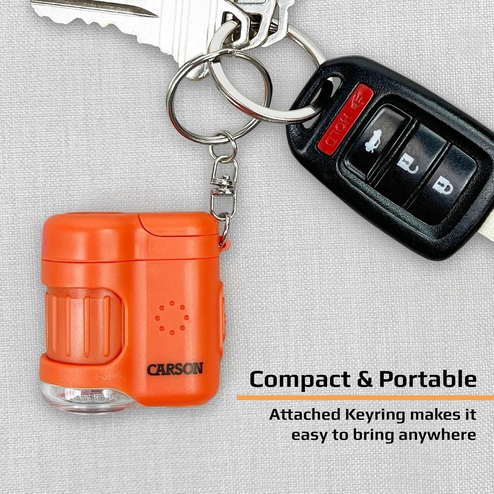 Compact 20x Magnification Keychain Microscope with Built-in UV/LED Flashlight