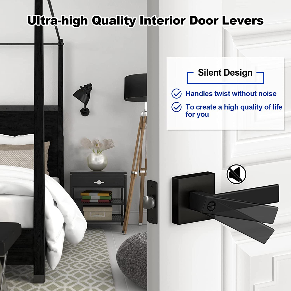 6-Pack Matte Black Door Handle Heavy Duty Door Locks Keyless Interior Door Knobs