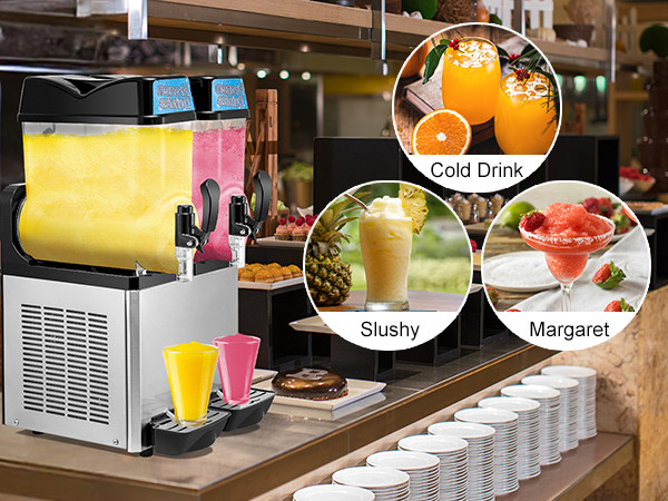 Ginkman Commercial 2 Tanks 24L Frozen Drink Slushy Making Machine Smoothie Maker