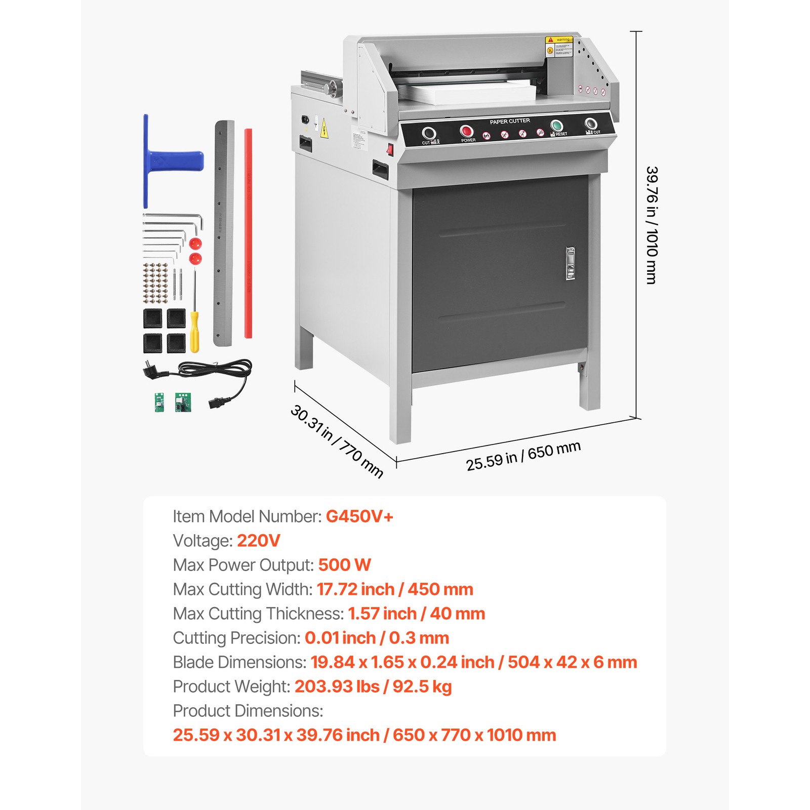 Uimoso Electric Paper Cutter with 17.72 in Width and 1.57 in Thickness