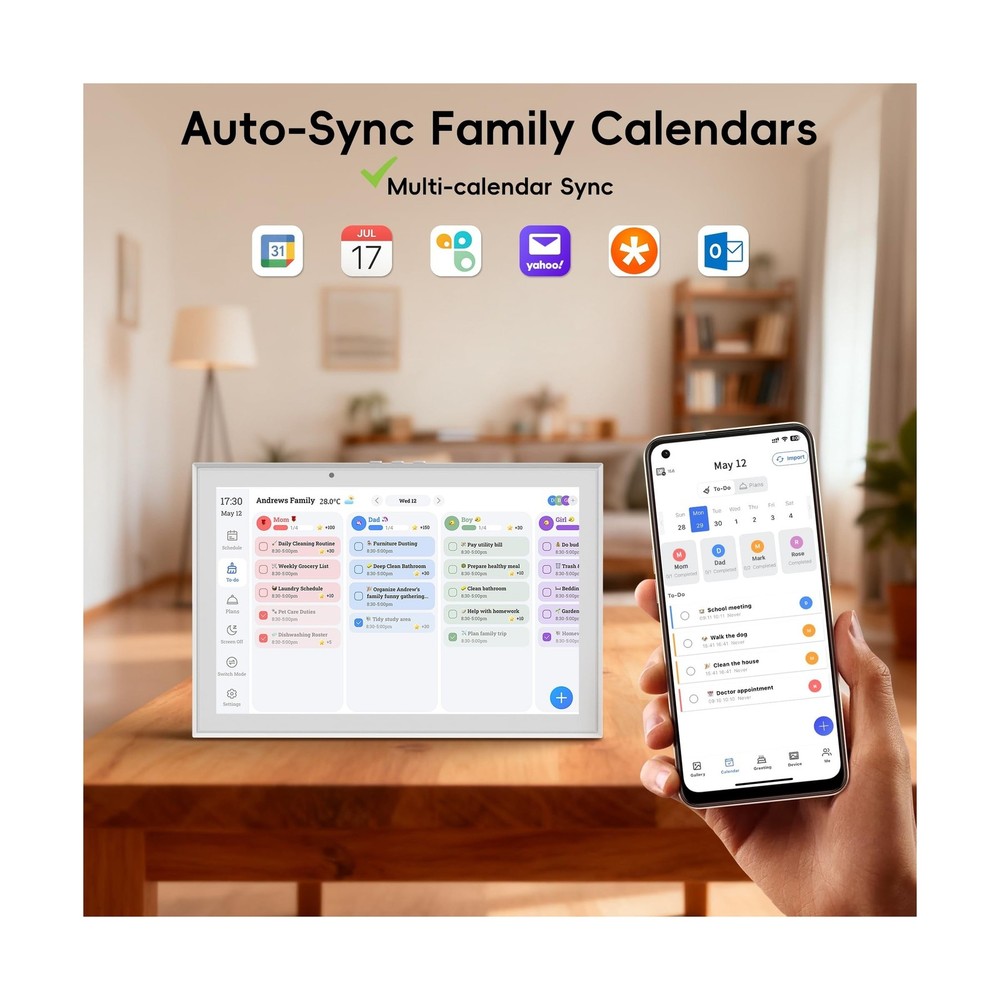 Digital Calendar Wall Planner Electronic Calendar & Chore Chart, Smart Touchs...
