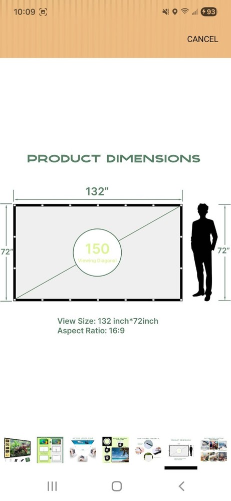 AAJK Foldable Projector Screen 150 inch, Washable