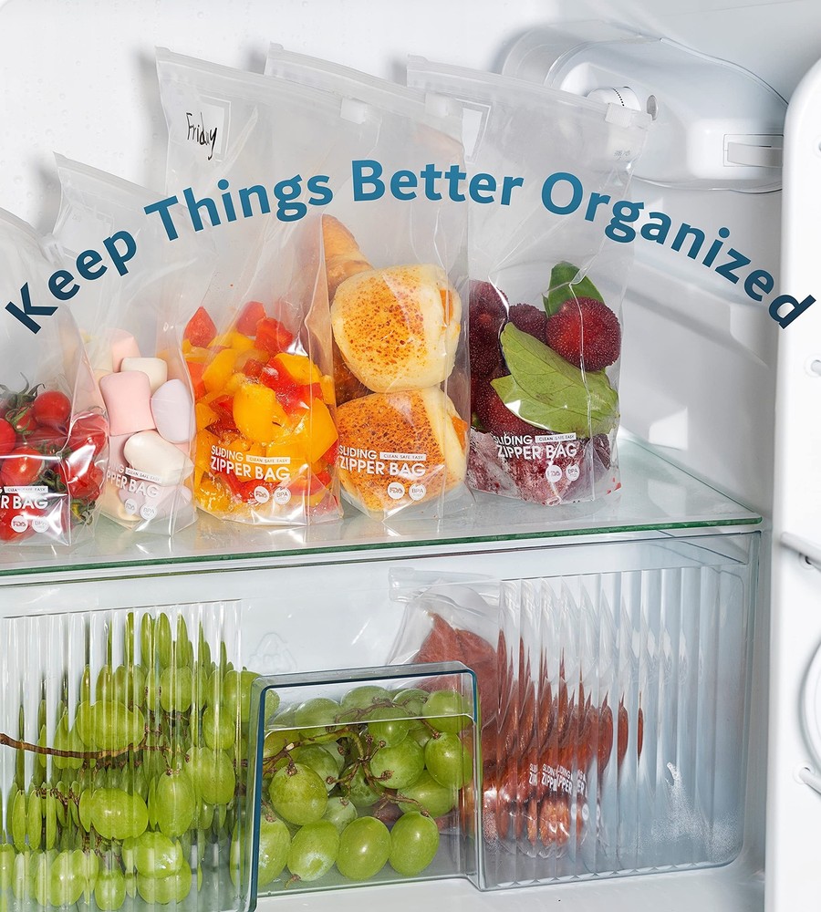 50 Small Slider Storage Bags with Expandable Bottom, Easy Secure Slide, Zero ...
