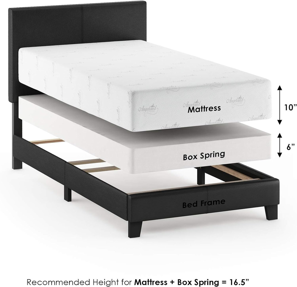 Pessac Twin Black PU Leather Upholstered Platform Bed Frame