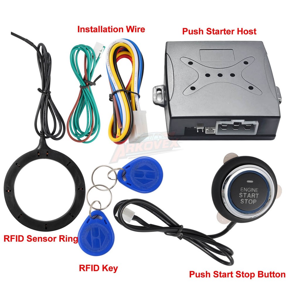 Car Ignition Switch RFID Engine Start Push Button Keyless Entry Starter Kit 12V