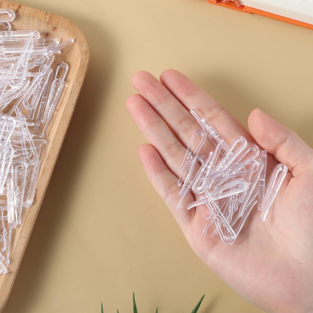 200Pcs Clear Plastic U Shape Alligator Clips, 1.5” Transparent