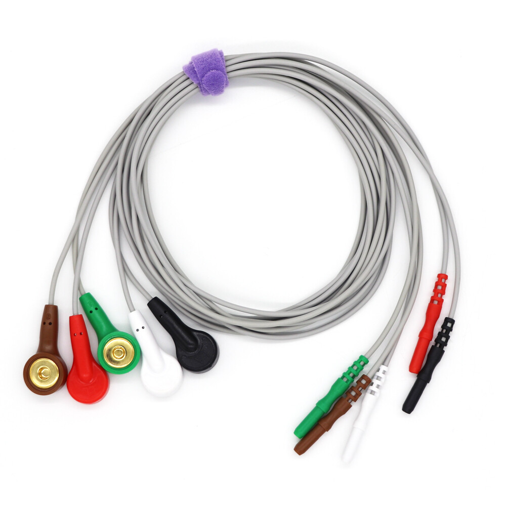 ECG EKG Cable 5 Leads Snap - Generic DIN 1.5mm
