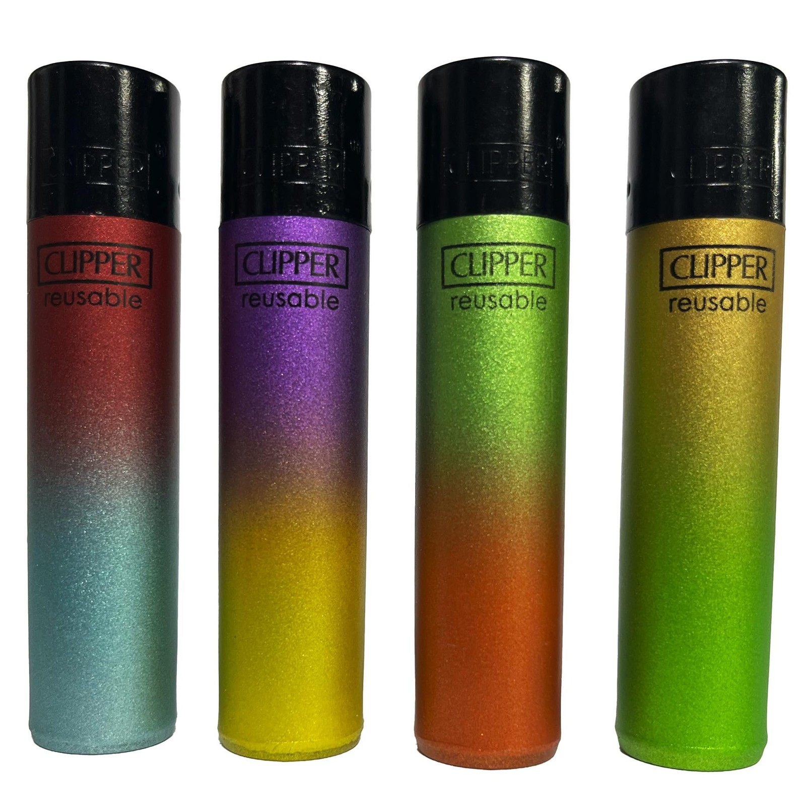 Clipper - Tray of 48 Reusable Lighters - Painted Metallic Gradient
