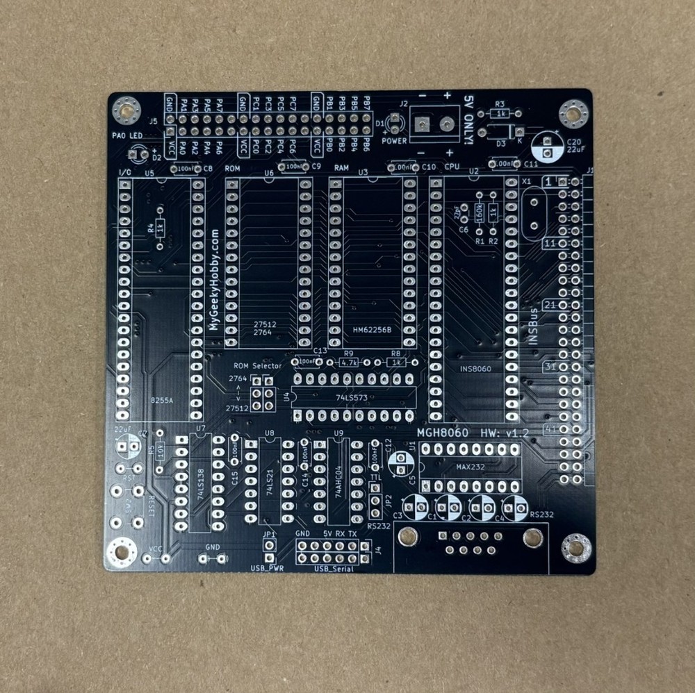 MGH8060 - PCB for DIY INS8060 (SC/MP) CPU Single Board Computer