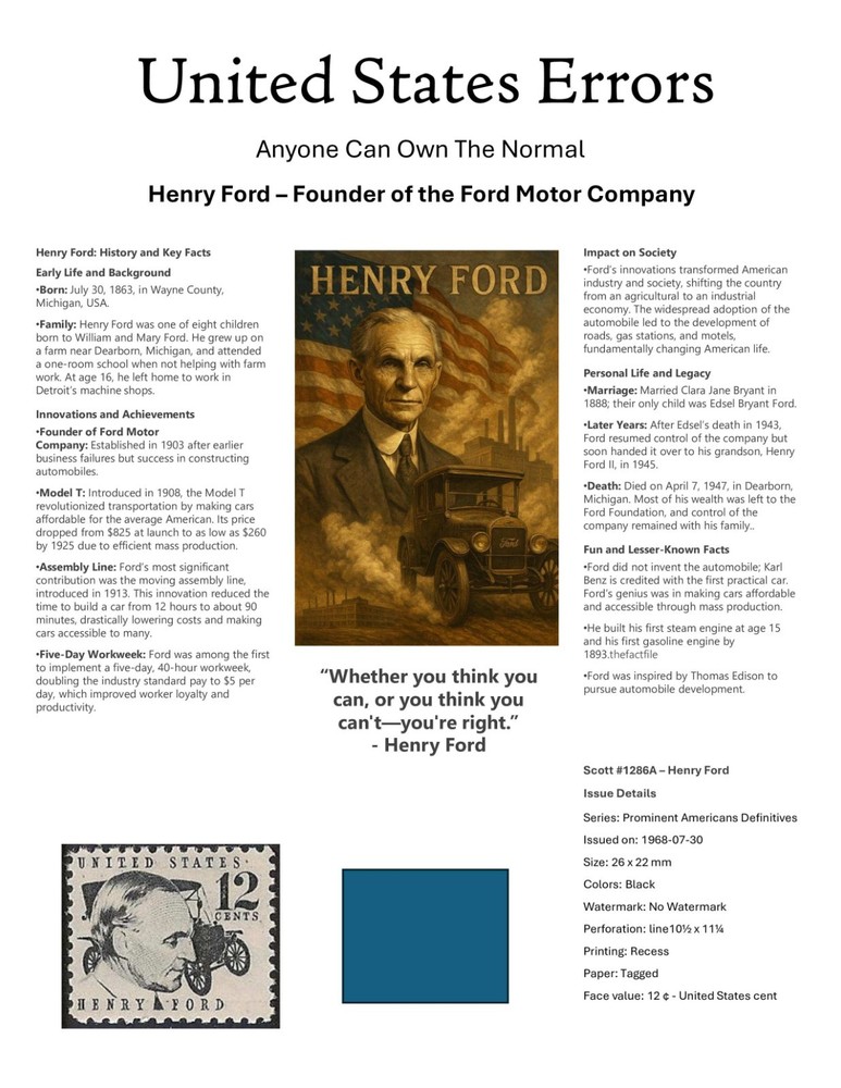 Centsational Custom Presentation Panel For Error SN 1286A - 8.5” X 11”