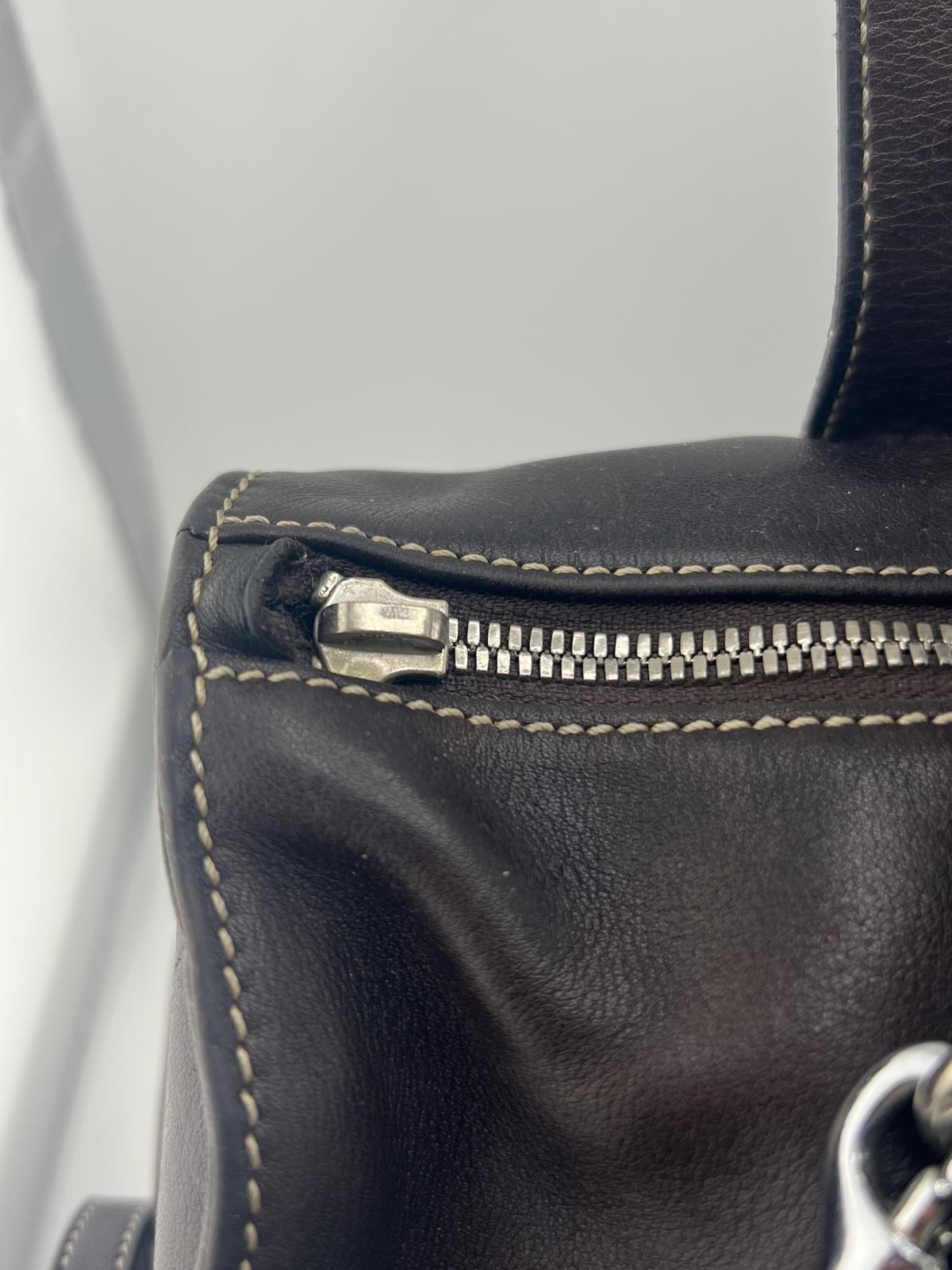 Coach Black Leather Satchel Handbag with Contrast Stitching Medium