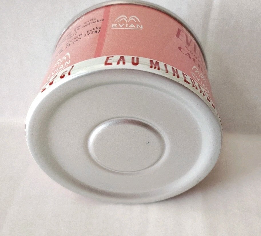 Rare Vintage EVIAN Source Cachat Military Survival Kit Water TIN 1960s Unopened