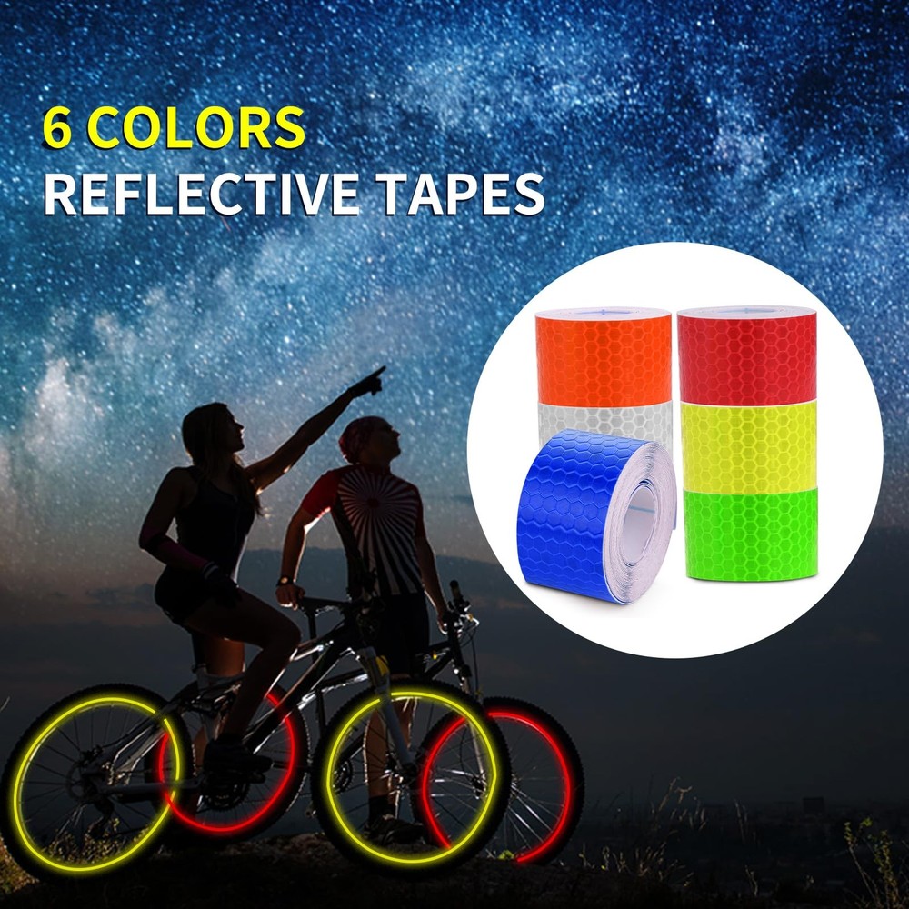 6 Rolls Reflective Tape Roll Nighttime Reflective Warning Tape for Trailers