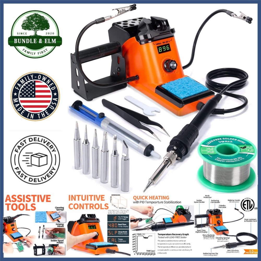 LED Display Soldering Iron Station Kit with Adjustable Temperature Control