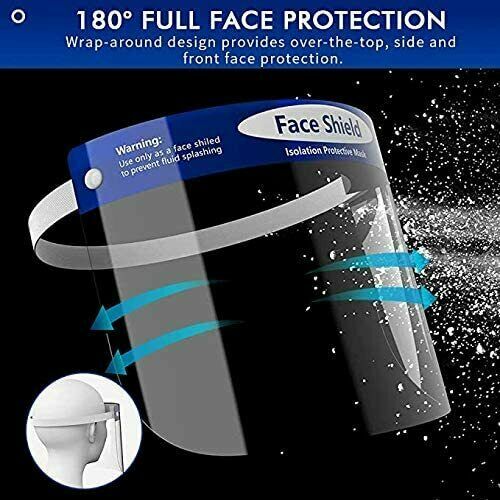 10 Pack Reusable Face Shield Adjustable, Elastic Headband Clear Visor Adults.