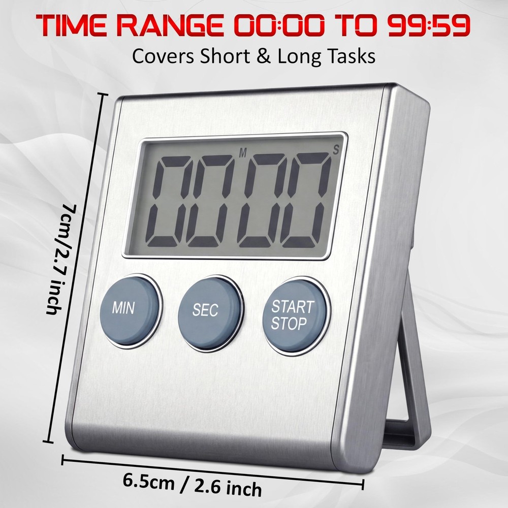Digital Kitchen Timer for Cooking, Magnetic Countdown Timer with Loud 80dB Al...
