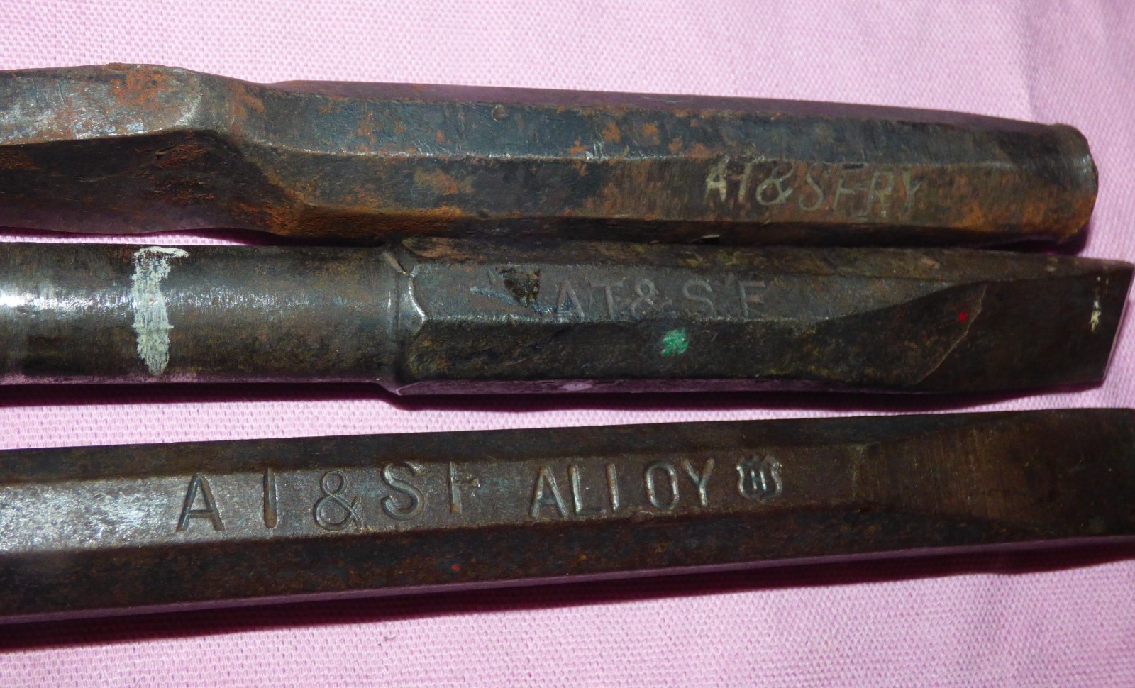 AT&SF Railroad chisel tools lot of 3 used hand tool set