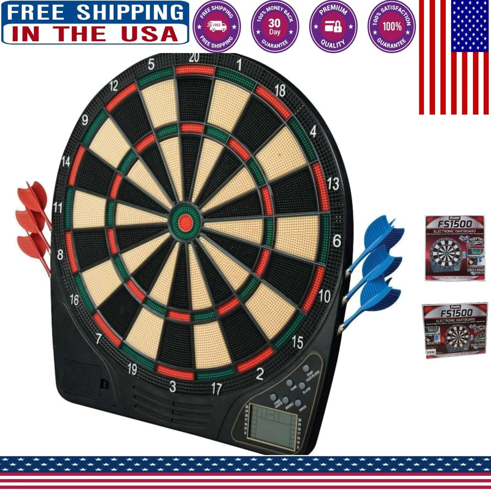 Compact Electronic Dartboard with 12 Darts & Engaging Sound Effects - Easy Setup