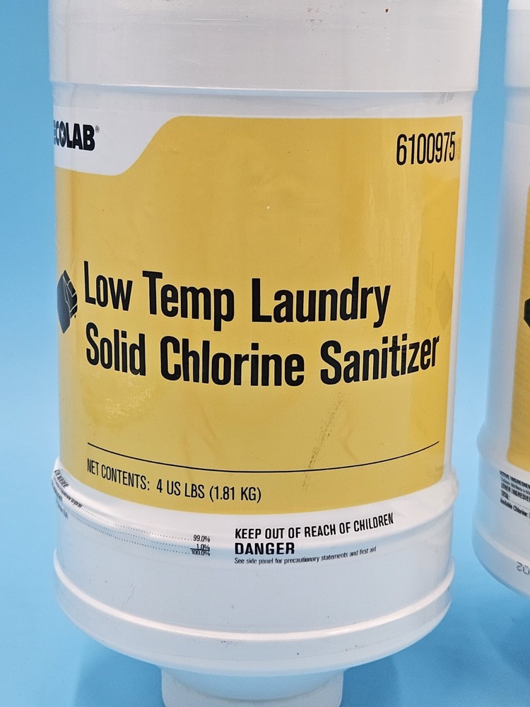 2 Pack Ecolab 6100975 Low Temp Laundry Solid Chlorine Sanitizer 4 Lbs Each