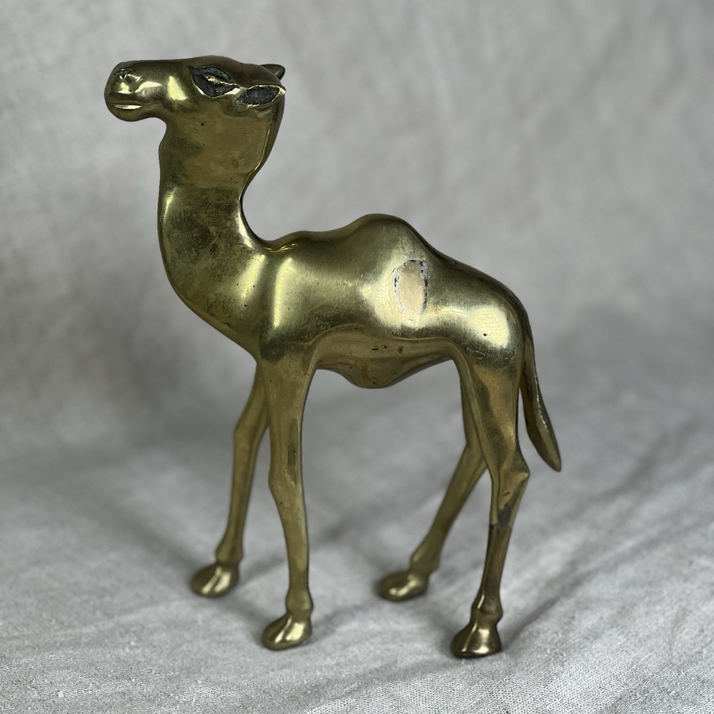 Brass Camel Figurine Statue 7.5”