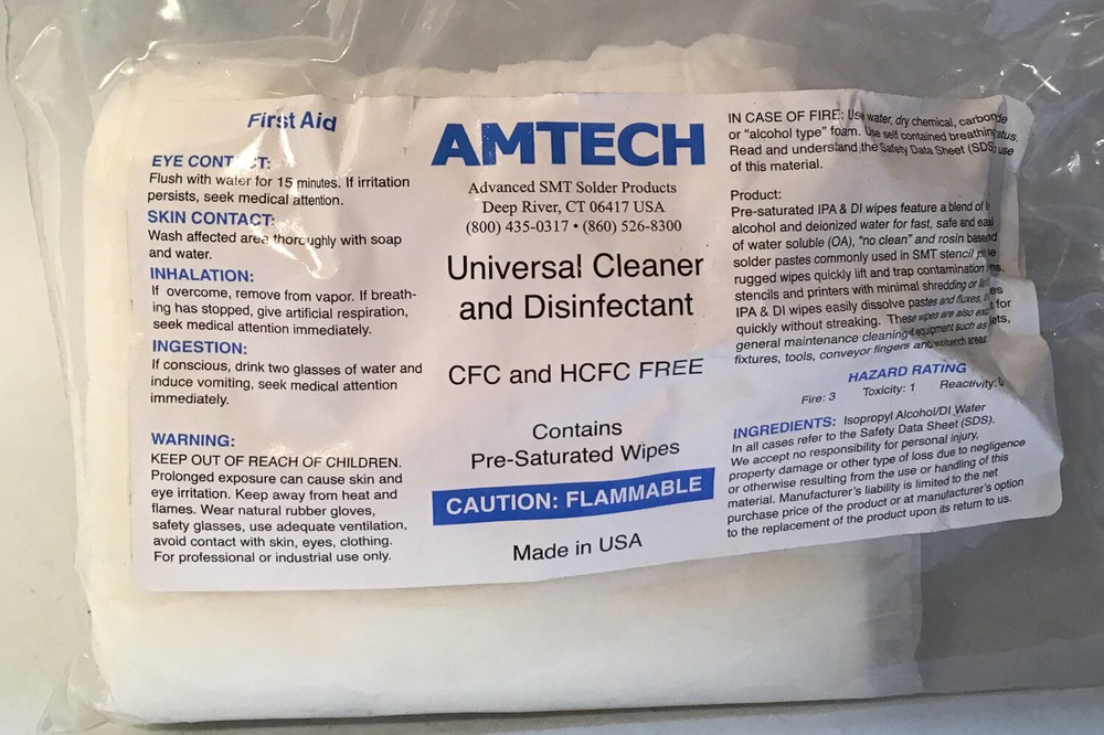 Pre-Saturated Wipes Amtech 70% Isopropyl Alcohol