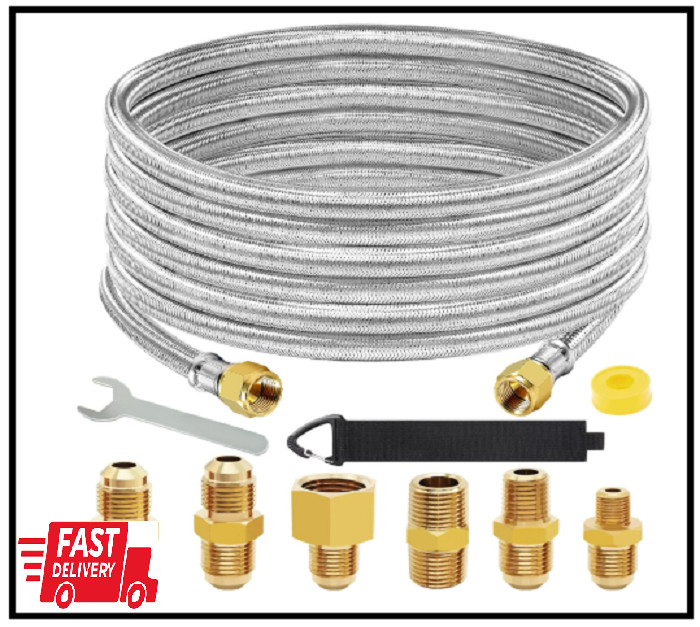 20 Ft High Pressure Braided Propane Hose Extension with Conversion Coupling 38