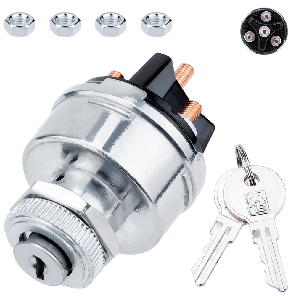 Ignition Switch Key, Universal Ignition Key Switch, 12V 4 Position Starter Key