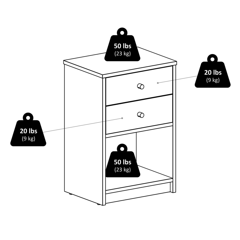 2 - Drawer Accent Table, Nightstand, Black Finish