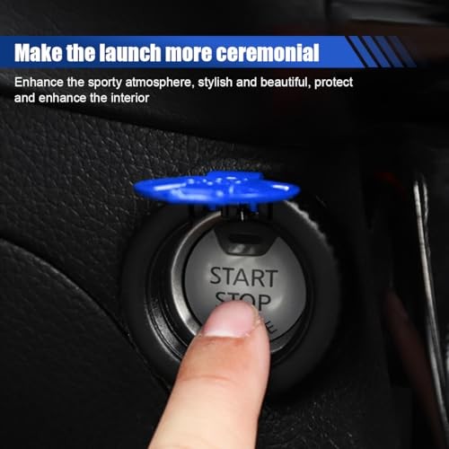 Car Engine Start Stop Button Cover, Cool Metal Push to Start Button Blue