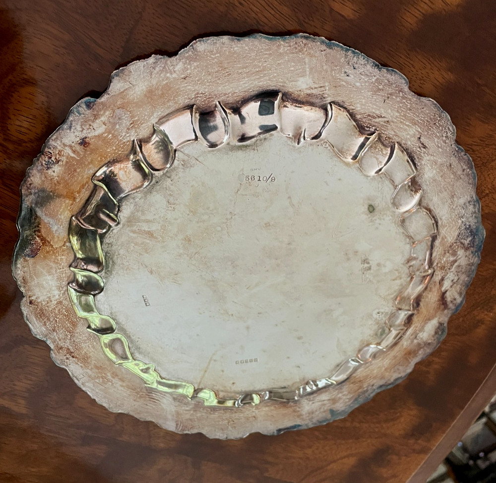 Vintage Barbour International Silver Plate 9" Serving Plate w/Grape Leaf Border