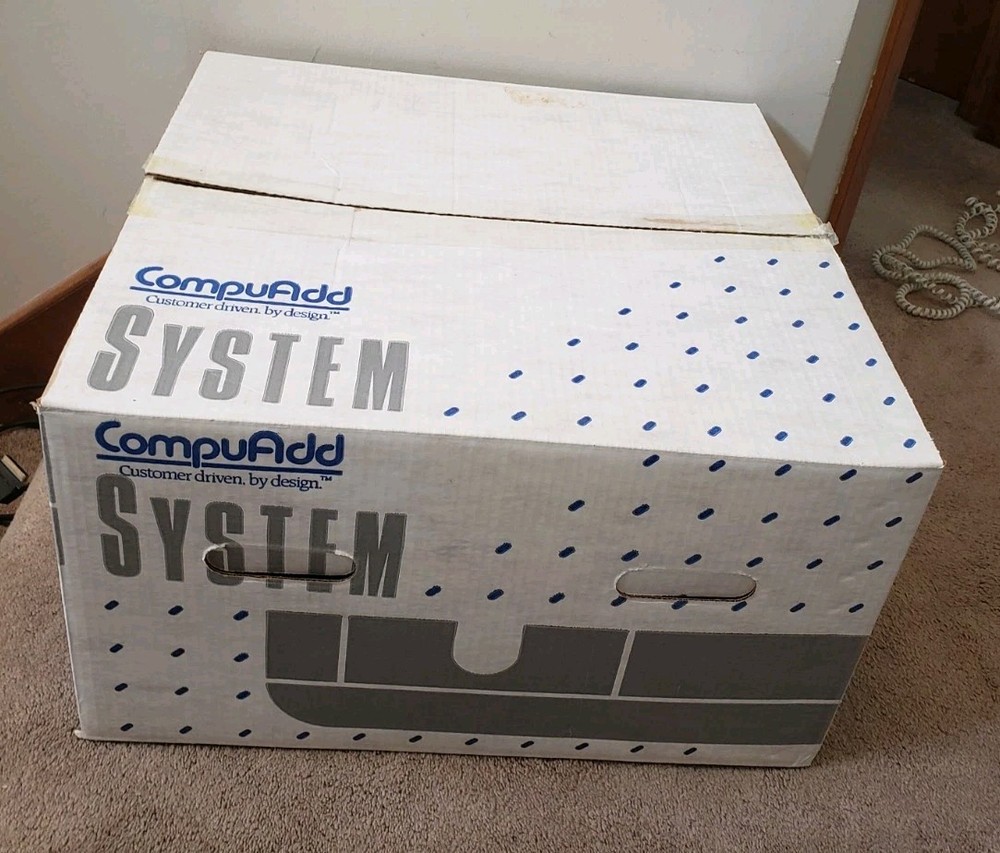 Vintage CompuAdd A002 Computer With Original Box, Keyboard, software, manual