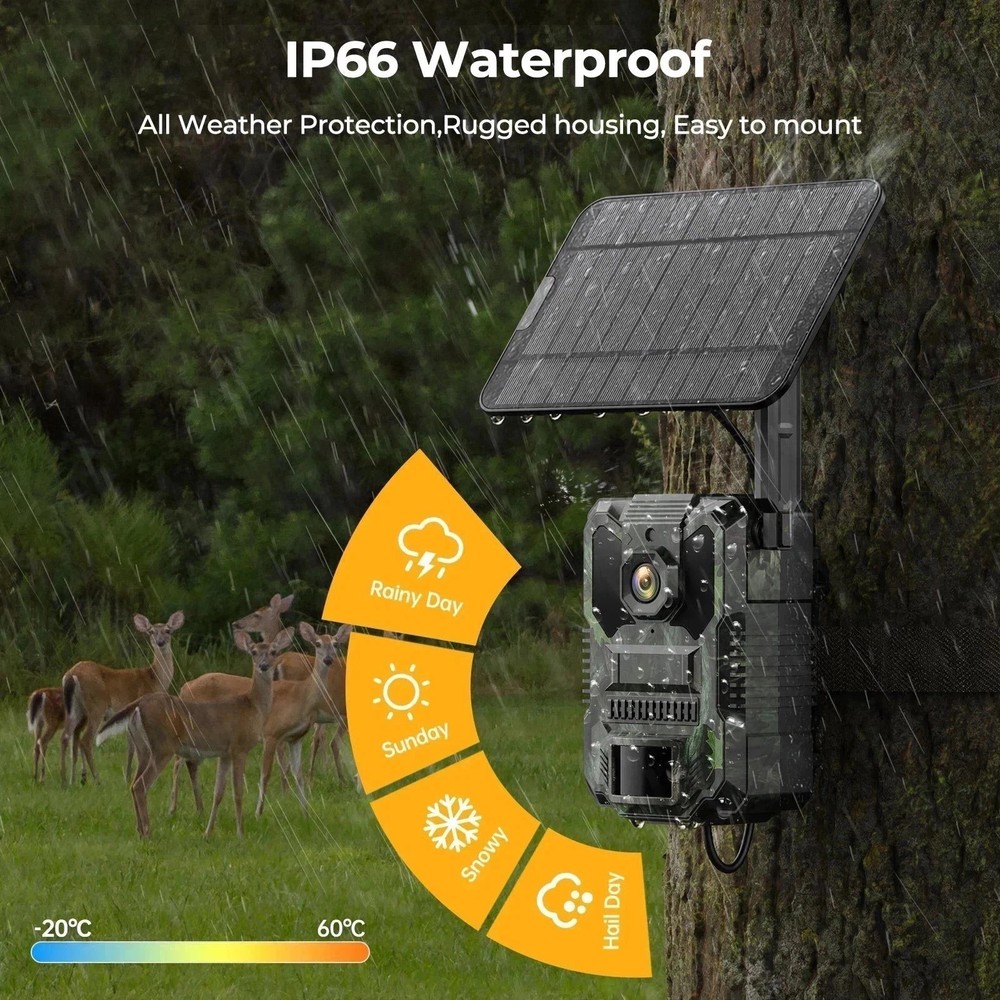 Cellular Trail Camera, 3rd Gen Solar Powered Game Cameras with Motion Activated