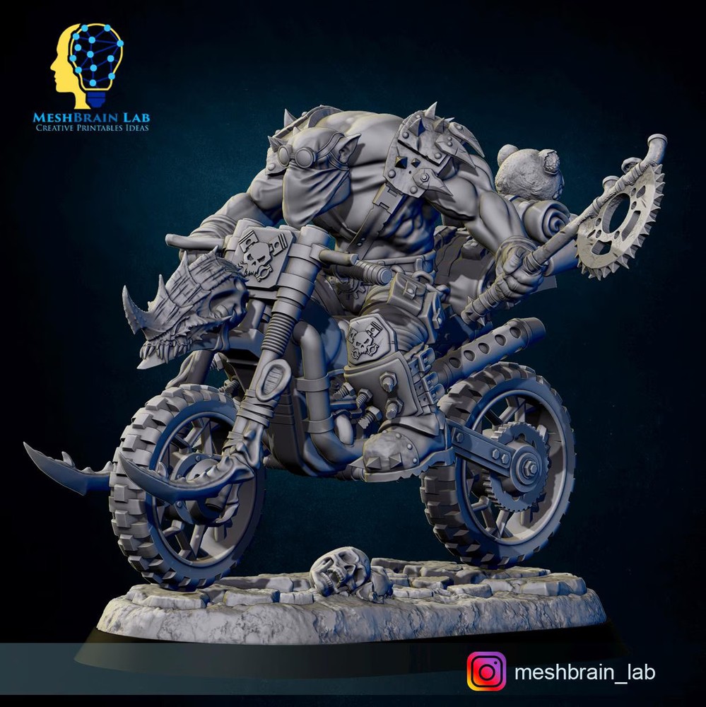 3D Printed Wasteland Biker Orks by Meshbrain Labs