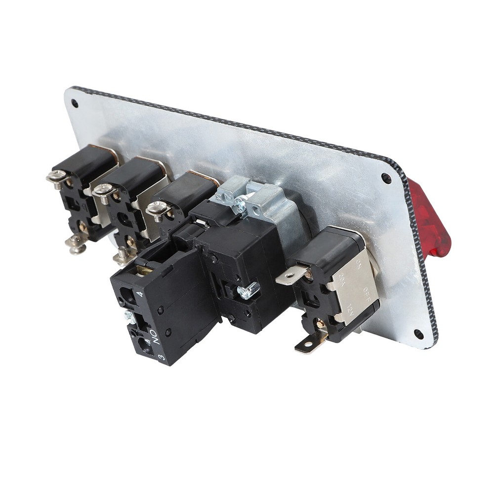 Carbon Ignition Switch Panel Engine Start Push Button Control LED 12V Racing Car