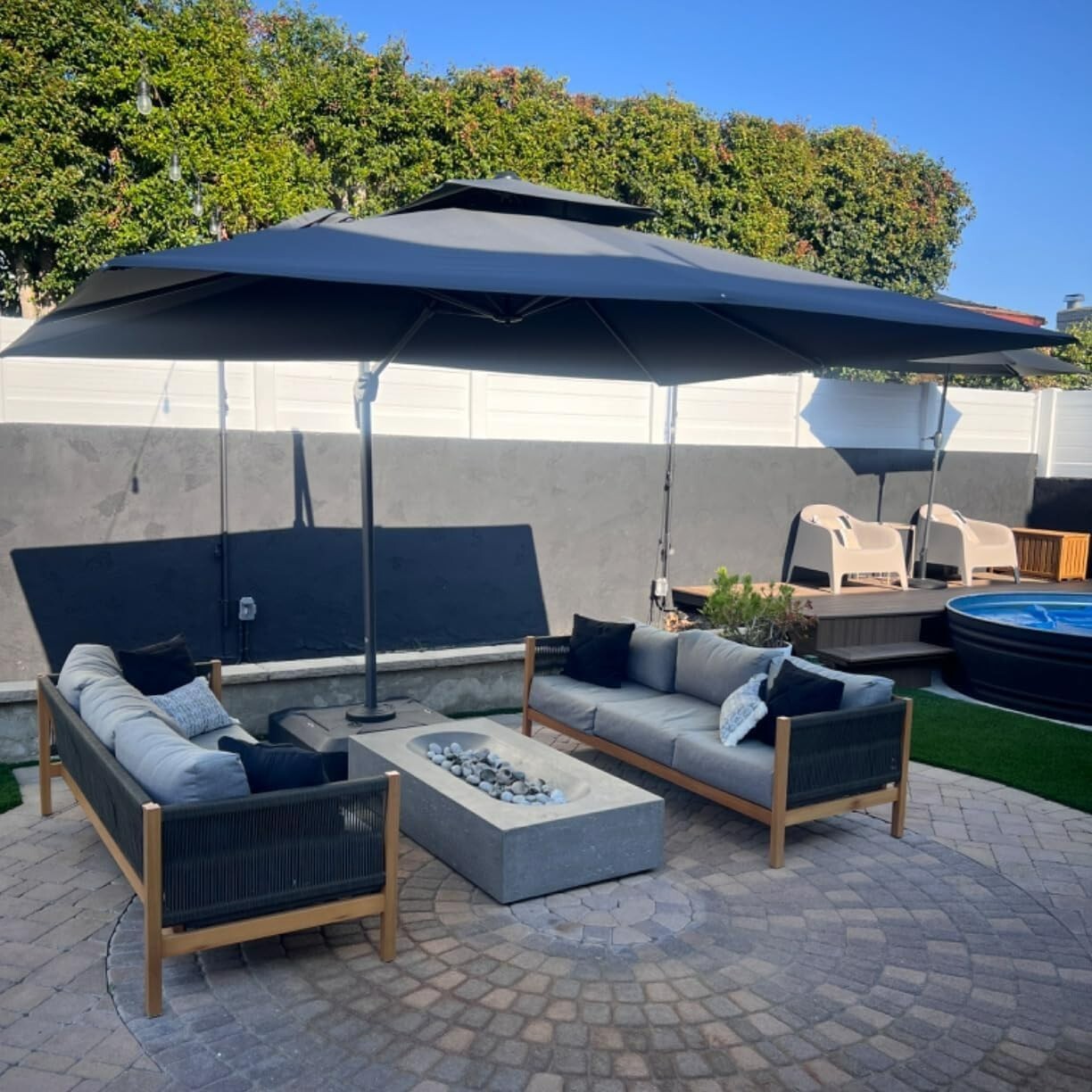 9'x 12' Cantilever Patio Umbrella Outdoor Double Top Large Umbrella with Base