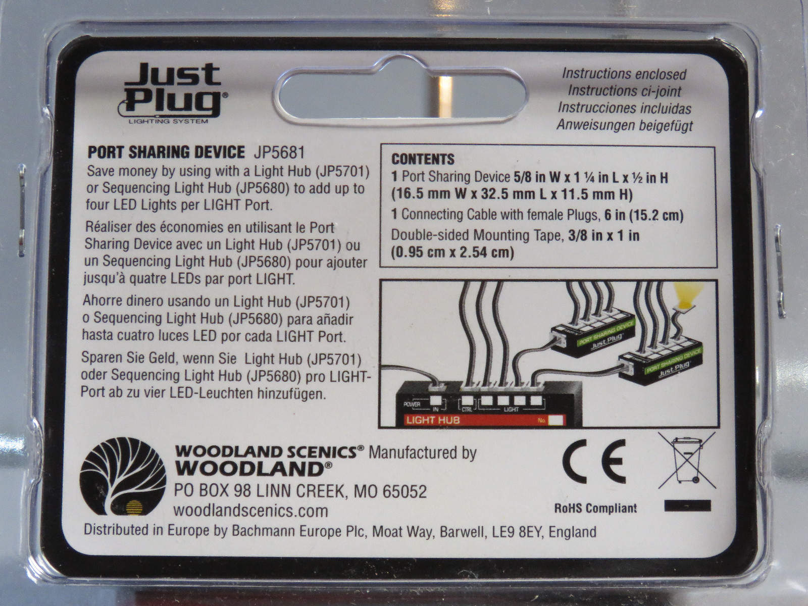 WOODLAND SCENICS PORT SHARING DEVICE FOR JUST PLUG LIGHTING SYSTEM JP WDS5681