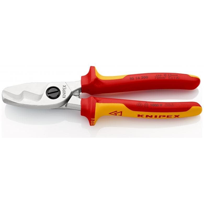 KNIPEX Tools - Cable Shears, Chrome, 1000V Insulated (9516200)
