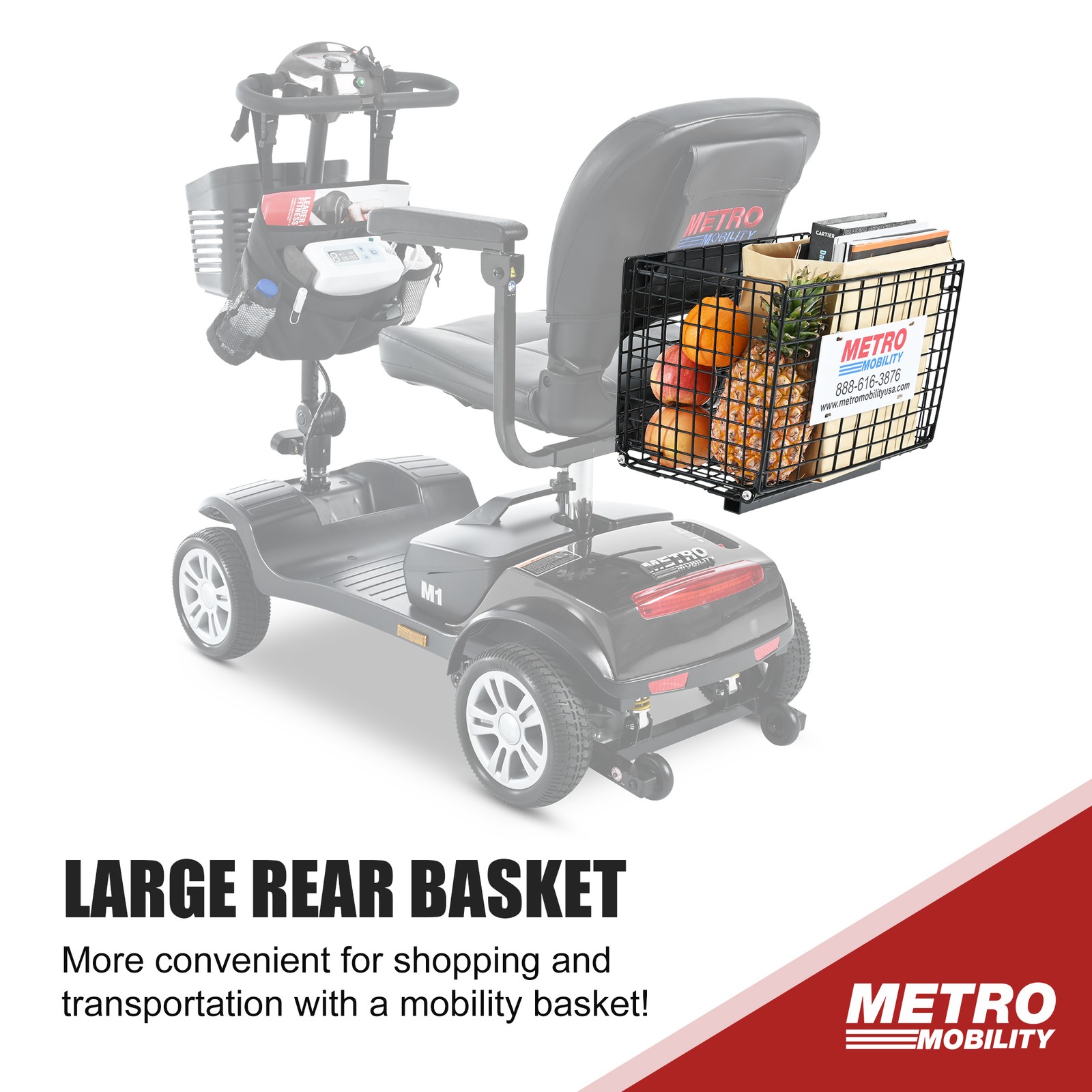 METRO 4 Wheel Travel Mobility Scooter with 300W Motor for Adult-300lbs, Black