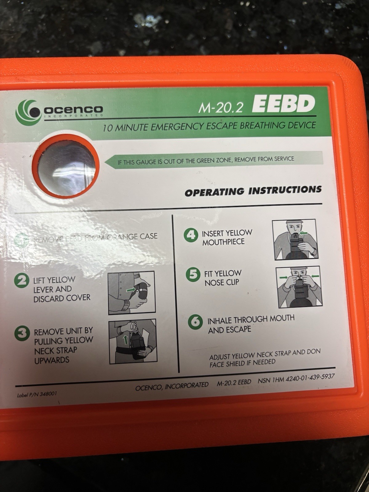 Ocenco EEBD Breathing Device M-20.2 (Life Date 2029)